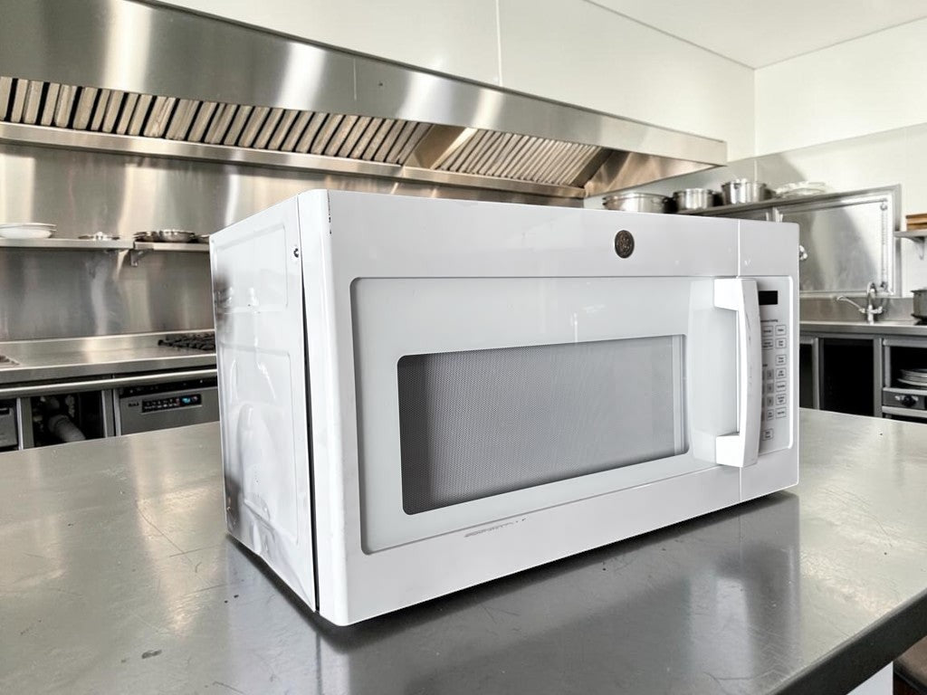 Brand-New Condition – GE JVM3160DF9WW – 1.6 Cu. Ft. Over-the-Range Microwave – 1,000W Cooking Power – 300 CFM Vent – White – 120V