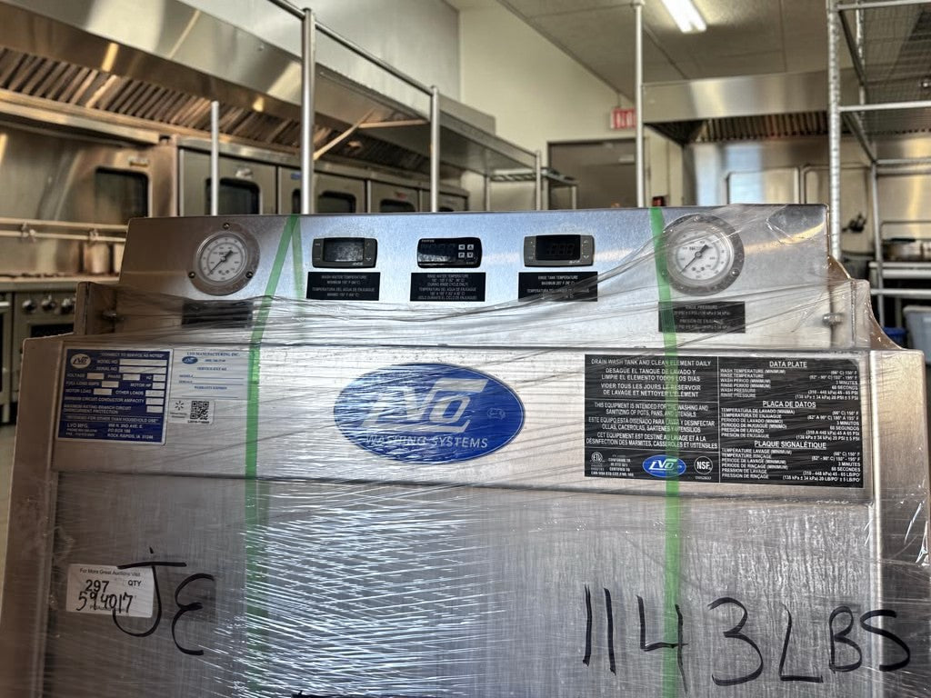 Outstanding Condition – LVO FL14F – 14-Pan Front-Load Commercial Pot, Pan, Bowl & Utensil Washer – 460V 3-Phase – Fully Tested & Operational!