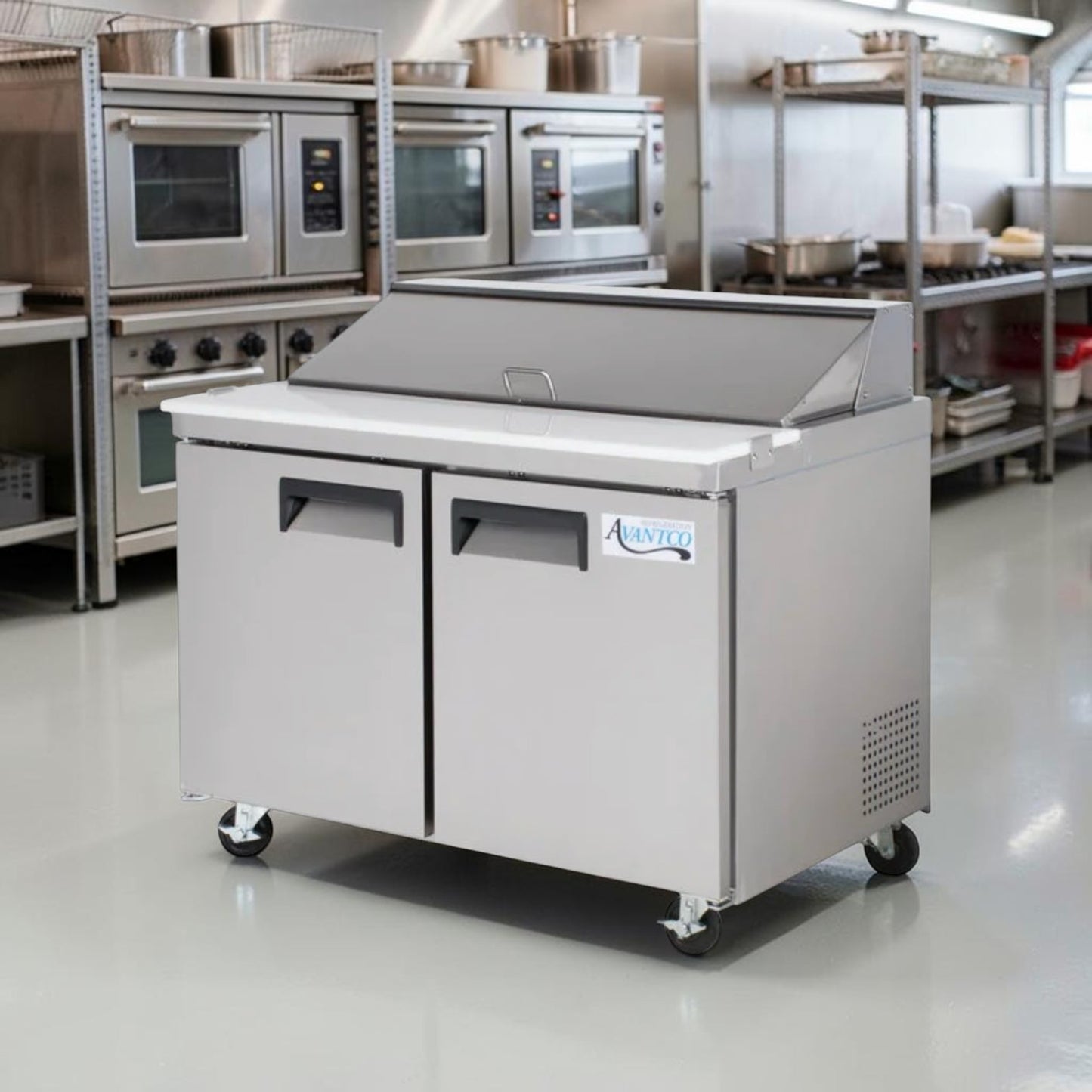 Elite Condition – Avantco APT-48-HC – 47" Commercial Two-Door Refrigerated Sandwich & Salad Prep Table – 12-Pan Capacity – 115V – ETL & NSF Certified – Fully Tested & Operational!