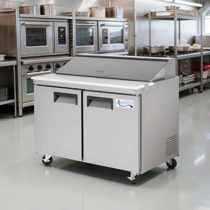 Elite Condition – Avantco APT-48-HC – 47" Commercial Two-Door Refrigerated Sandwich & Salad Prep Table – 12-Pan Capacity – 115V – ETL & NSF Certified – Fully Tested & Operational!