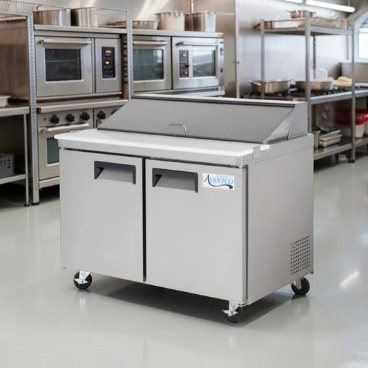 Elite Condition – Avantco APT-48-HC – 47" Commercial Two-Door Refrigerated Sandwich & Salad Prep Table – 12-Pan Capacity – 115V – ETL & NSF Certified – Fully Tested & Operational!