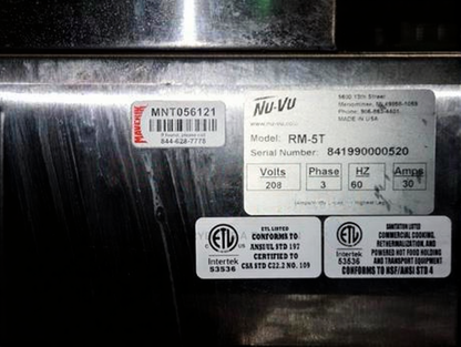 Outstanding Condition – Nu-Vu RM-5T Single-Deck Countertop Convection Oven with Mobile Stand – 208V / 3 Phase – Fully Tested & Working!